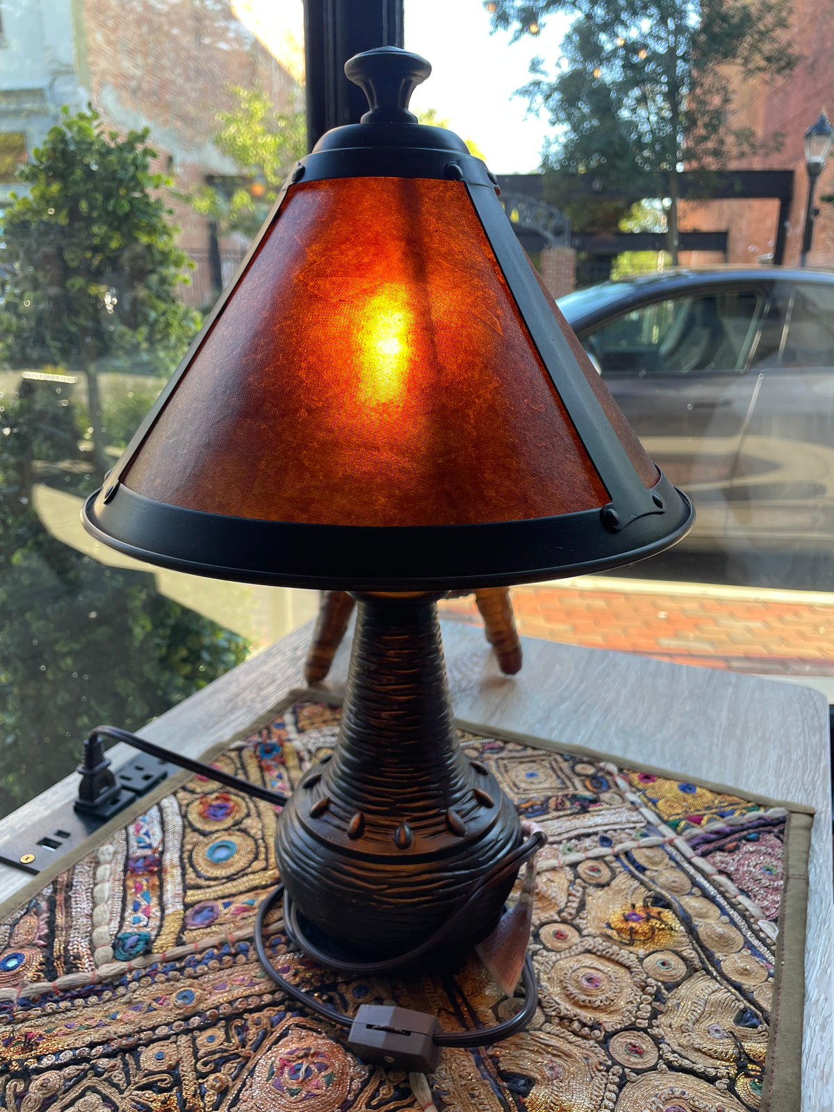Rustic Lamp With Mica Shade