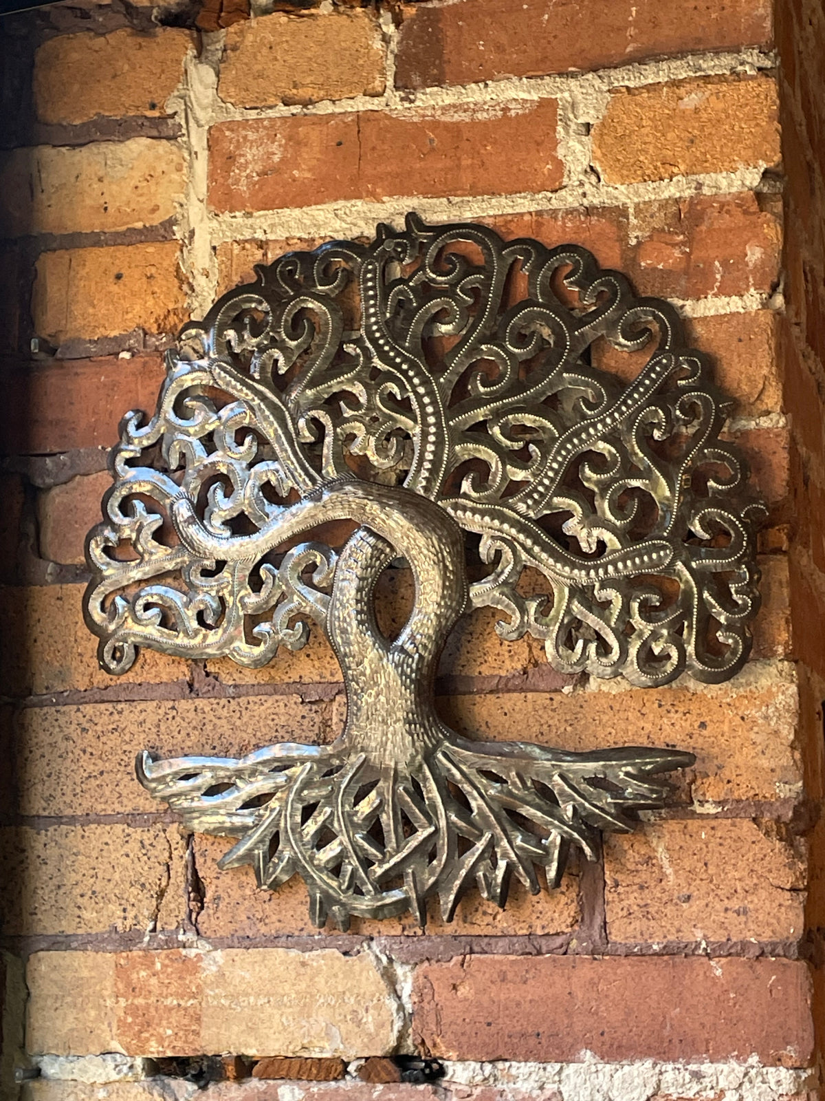Tree of Life Haitian Metal Drum Art, 14"