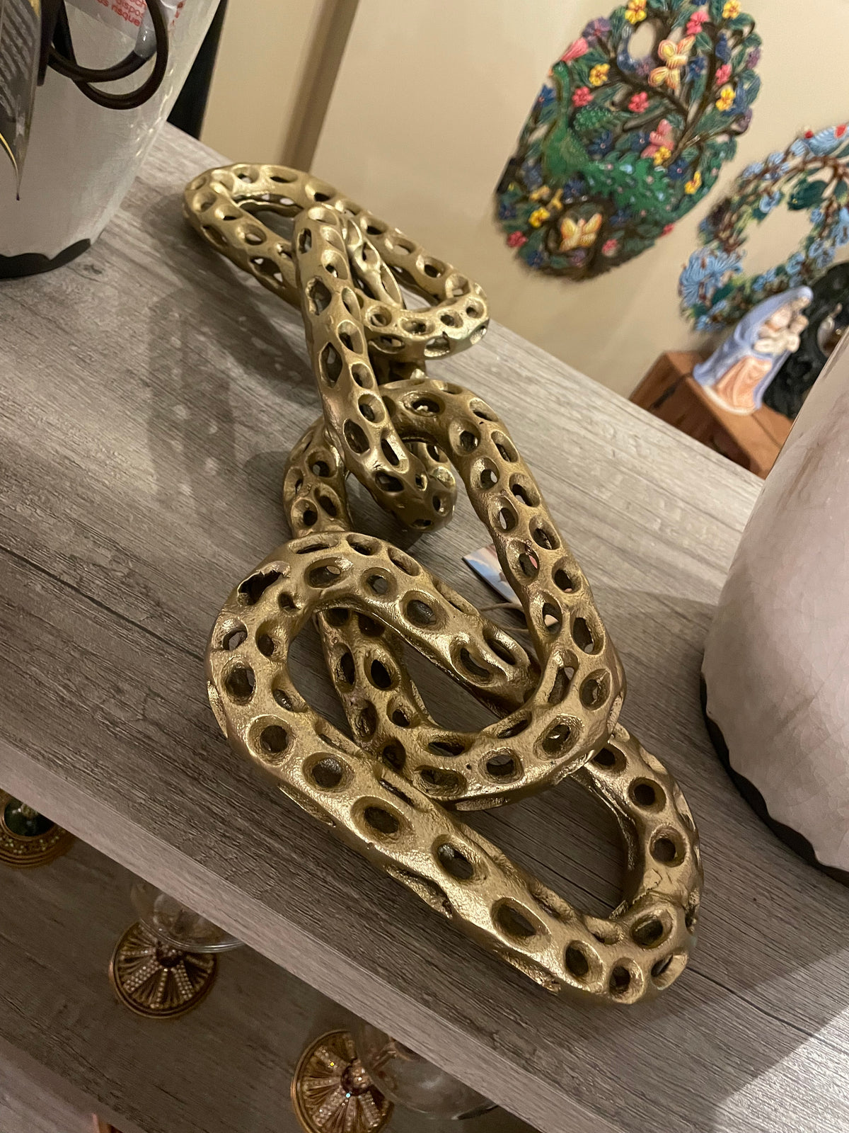 Open Work Gold Chain Sculpture