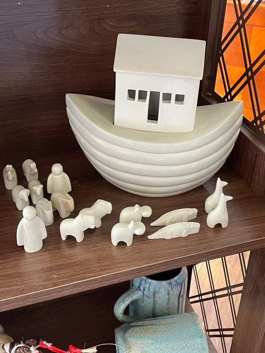 15-Piece Noah's Ark Carved Soapstone Set