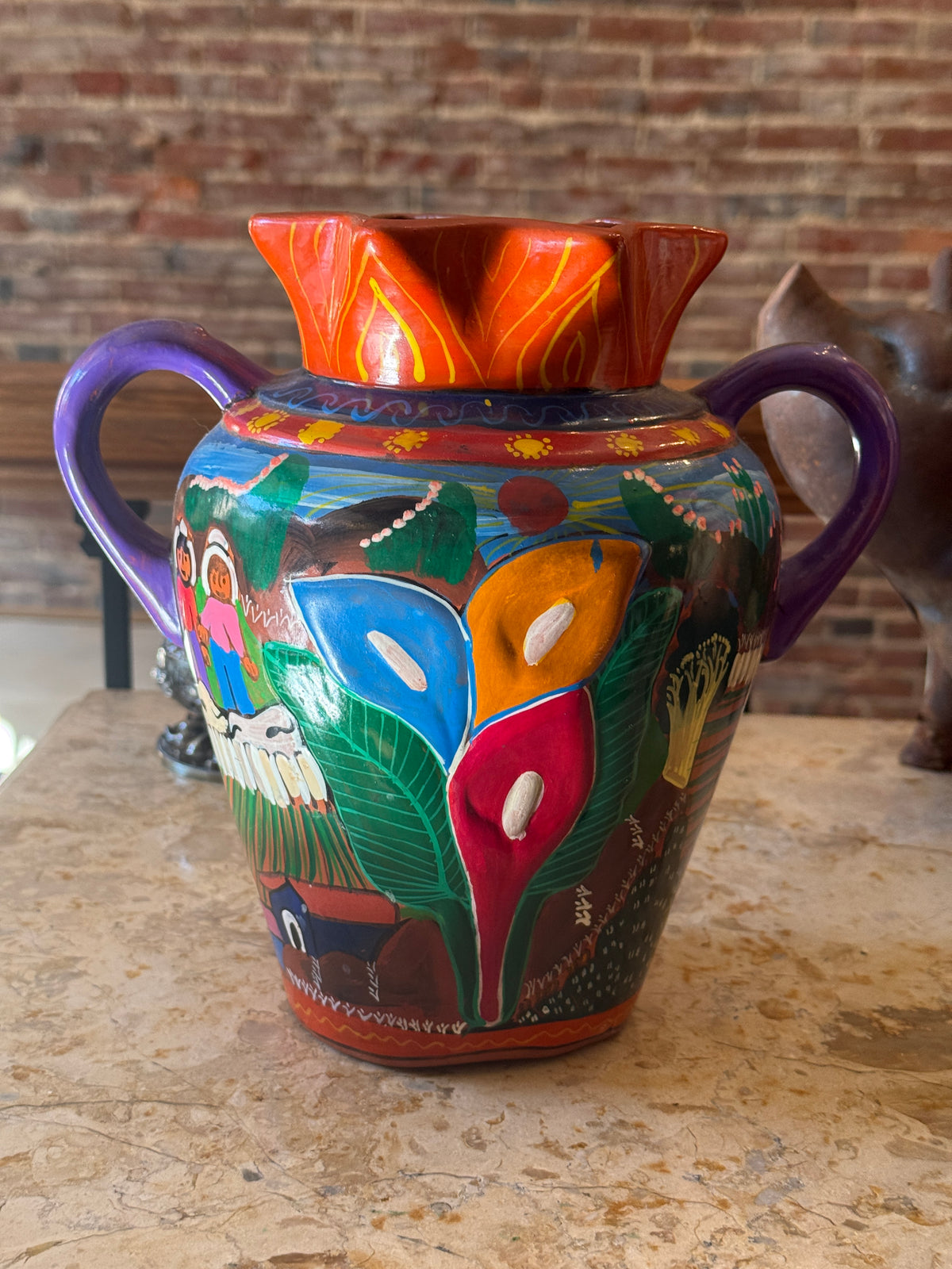 Folk Art Pottery Vase